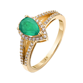 Кольцо из желтого золота с изумрудом 0,73 ct