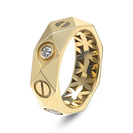 Кольцо из желтого золота с фианитами