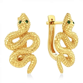 Серьги золотые змея