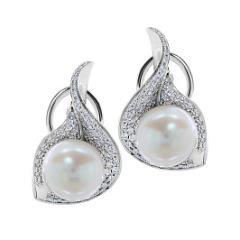 Серьги из белого золота с жемчугом