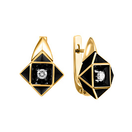 Серьги из желтого золота с бриллиантами 0,21 ct