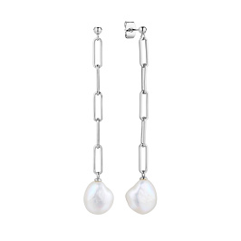 Серьги из белого серебра с жемчугом