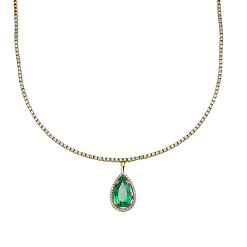 Колье из желтого золота с изумрудом 3,27 ct