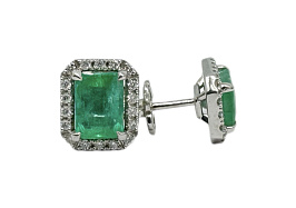 Серьги из белого золота с изумрудами 1,9 ct