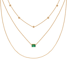 Колье из желтого золота с изумрудом 1,11 ct