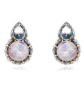 Серьги из серебра с лунный камнем
