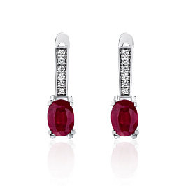 Серьги из белого золота с рубинами 2,02 ct