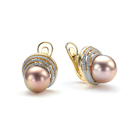 Серьги из желтого золота с жемчугом