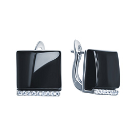 Серьги из серебра с ониксом