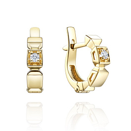 Серьги из желтого золота с бриллиантами 0,11 ct