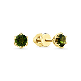 Серьги из желтого золота с хромдиопсидом 0,708 ct