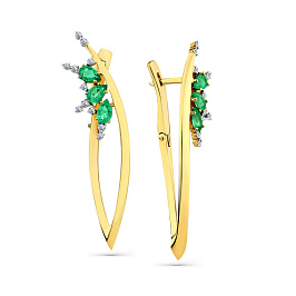 Серьги из желтого золота с изумрудами