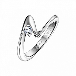 Кольцо из белого золота с бриллиантом 0,105 ct