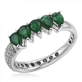 Кольцо из золота с бриллиантами и изумрудами