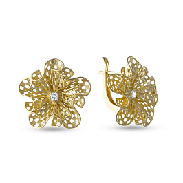 Серьги из желтого золота с бриллиантами 0,09 ct