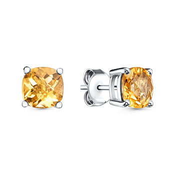 Серьги из серебра с цитрином