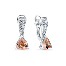 Серьги из белого золота с морганитами 4,099 ct