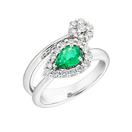 Кольцо из белого золота с изумрудом 0,65 ct