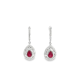 Серьги из белого золота с рубинами 1,17 ct