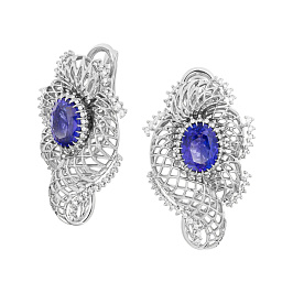 Серьги из белого золота с танзанитами 3,53 ct