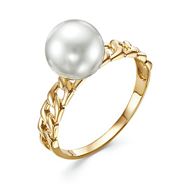 Кольцо из желтого золота с жемчугом