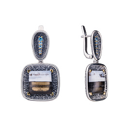 Серьги из серебра с агатом