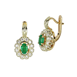 Серьги из желтого золота с изумрудами 0,88 ct
