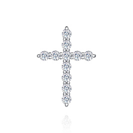 Крест из белого золота с бриллиантами