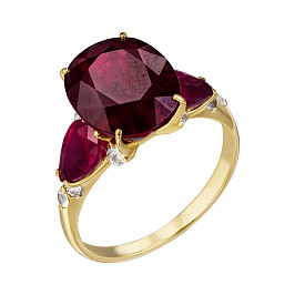 Кольцо из желтого золота с рубинами 5,19 ct