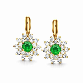 Серьги из желтого золота с изумрудами 0,67 ct