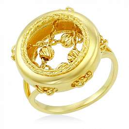 Эксклюзивное кольцо из желтого золота с шариками