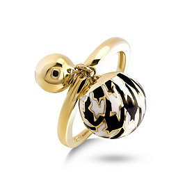 Кольцо из желтого золота с эмалью