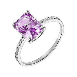 Кольцо из белого золота с аметистом 1,97 ct