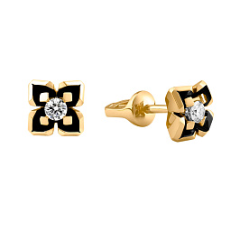Серьги из желтого золота с бриллиантами 0,175 ct