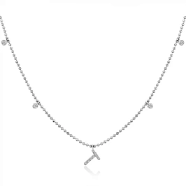 Золотое колье буква Т с бриллиантами