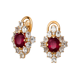 Серьги из розового золота с рубинами 8,88 ct