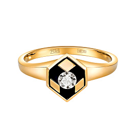 Кольцо из желтого золота с бриллиантом 0,175 ct