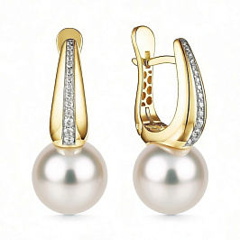 Серьги из желтого золота с жемчугом