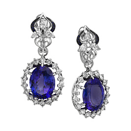 Серьги  из белого золота с танзанитами 24,6 ct