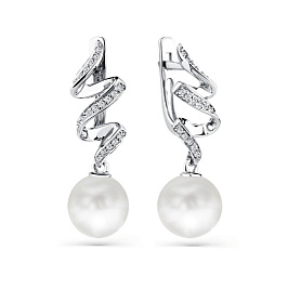 Серьги из белого золота с жемчугом