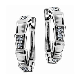 Серьги из белого золота с фианитом