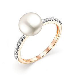 Кольцо из желтого золота с жемчугом