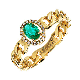 Кольцо из желтого золота с изумрудом 0,29 ct