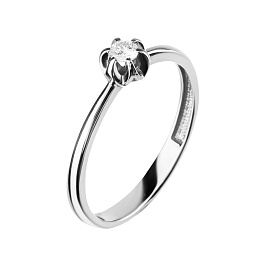 Кольцо из белого золота с бриллиантом 0,108 ct