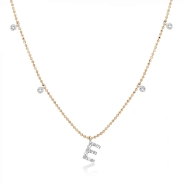 Золотое колье буква Е с бриллиантами