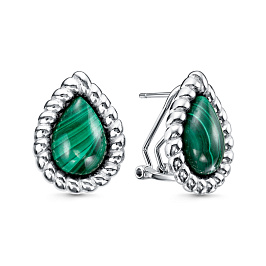 Серьги из серебра с малахитом