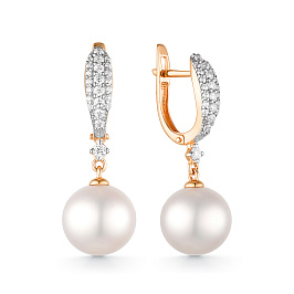 Серьги из желтого золота с жемчугом