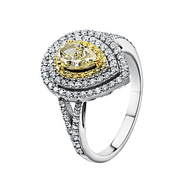Кольцо из белого золота с фантазиными бриллиантами