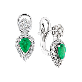 Серьги из белого золота с изумрудами 1,27 ct
