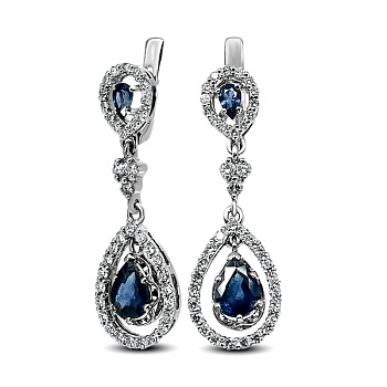 Серьги из белого золота с сапфирами 2,543 ct